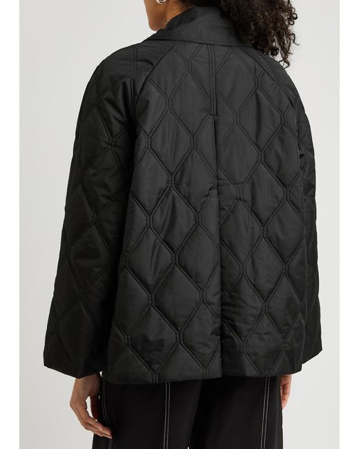 Ganni Black Quilted Ripstop Shell Jacket