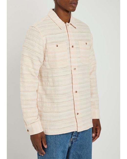 Les Deux Natural Jonas Embroidered Woven Overshirt Jacket for men
