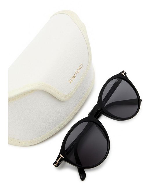 Tom Ford Black Aurele Round-Frame Sunglasses for men