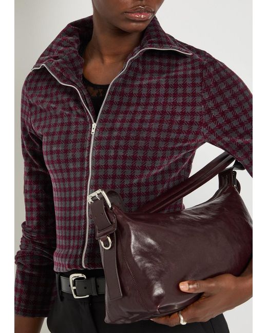 Our Legacy Red Slim Checked Cotton-Blend Top