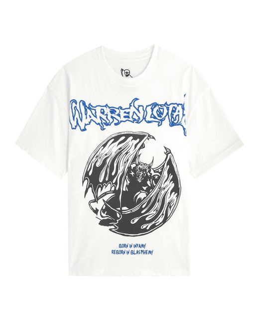 Warren Lotas White Gargoyle Printed Cotton T-Shirt for men