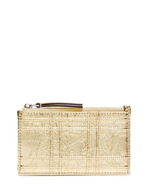 Tory Burch Natural Fleming Metallic Leather Card Holder
