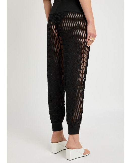 Alaïa Black Open-Knit Stretch-Jersey Trousers