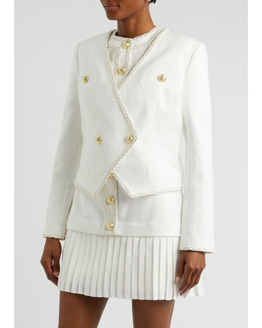 Rebecca Vallance White Clarisse Bouclé Cotton-Blend Jacket