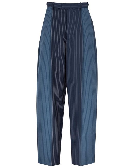Marni Blue Striped Barrel-leg Wool Trousers