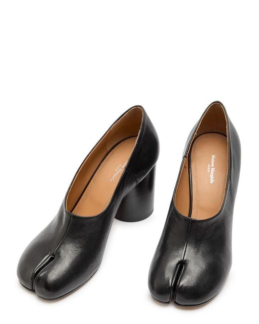 Maison Margiela Black Tabi 80 Grained Leather Pumps
