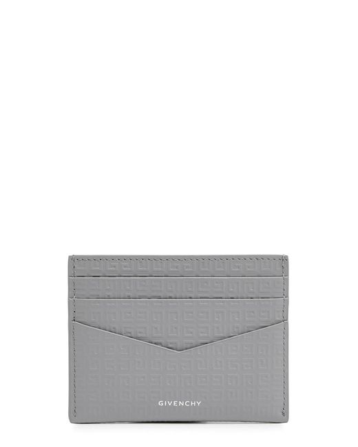 Givenchy Gray 4g Logo Leather Card Holder for men