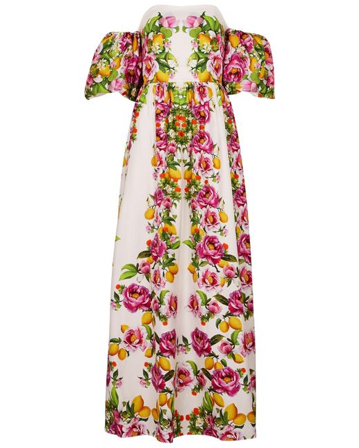 Borgo De Nor White Juliet Floral-print Cotton Maxi Dress