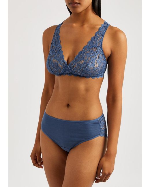 Hanro Blue Moments Panelled Lace Briefs
