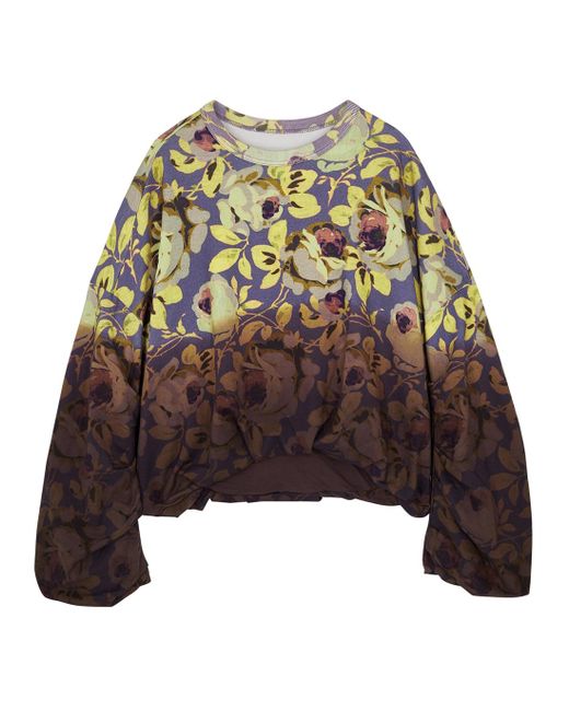 Dries Van Noten Purple Dip-dyed Floral-print Cotton Sweatshirt