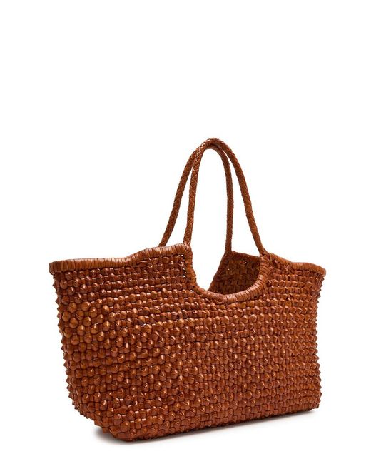 Dragon Diffusion Brown Nantucket Cactus Woven Leather Tote Bag