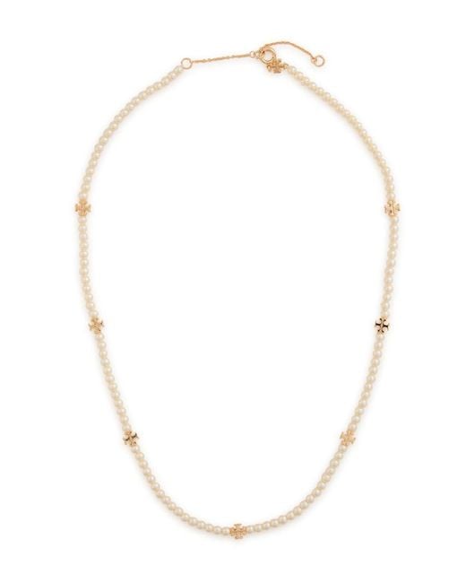 Tory Burch White Kira 18Kt-Plated Necklace