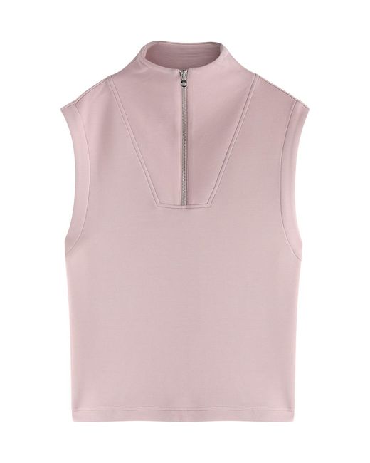 Varley Pink Magnolia Half-Zip Stretch-Jersey Vest