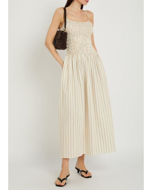 Faithfull The Brand Natural Araceli Striped Cotton Maxi Dress