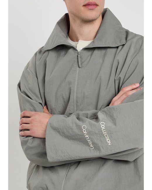 Calvin Klein Gray Preston High-Neck Nylon Jacket for men