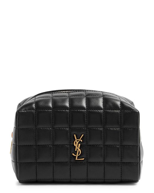 Saint Laurent Black Quilted Leather Cosmetics Pouch
