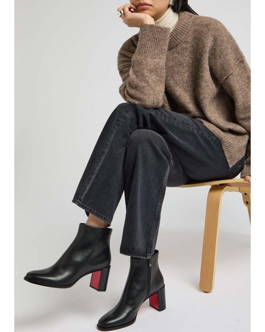 Christian Louboutin Black Adoxa 70 Leather Ankle Boots