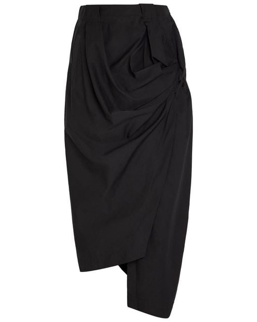 Issey Miyake Black Twisted Draped Cotton-Blend Trousers