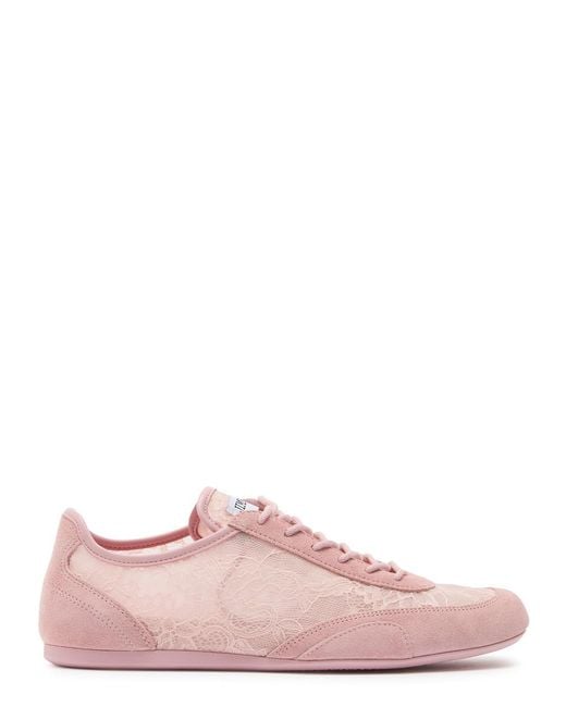 Jimmy Choo Pink Sunny Panelled Lace Sneakers