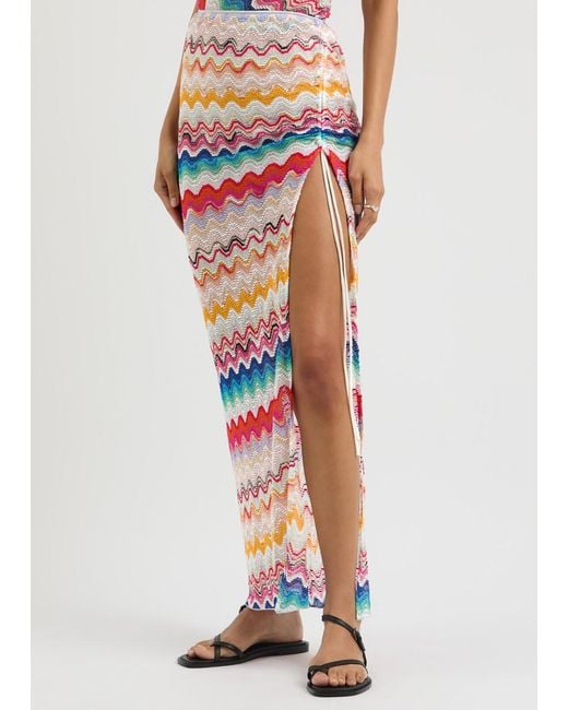 Missoni White Zigzag Fine-Knit Maxi Skirt
