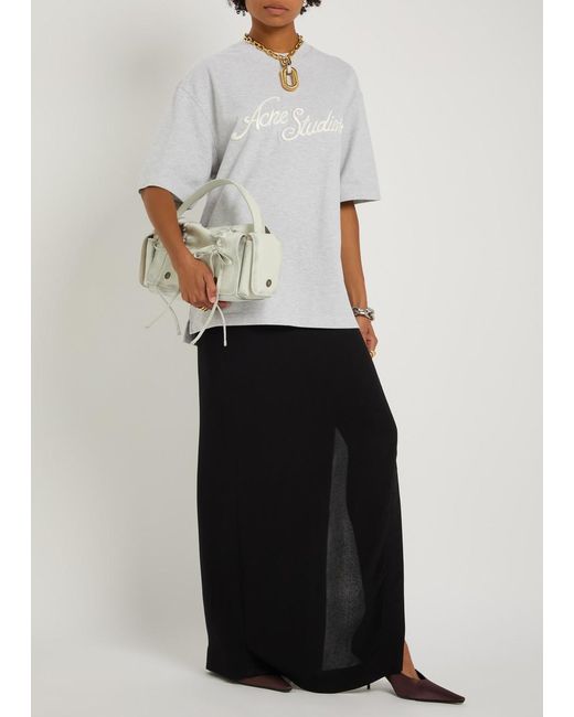 Acne White Logo-Embroidered Piqué Cotton T-Shirt