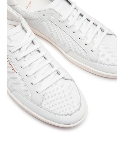 Saint Laurent White Sl10 Panelled Leather Sneakers for men