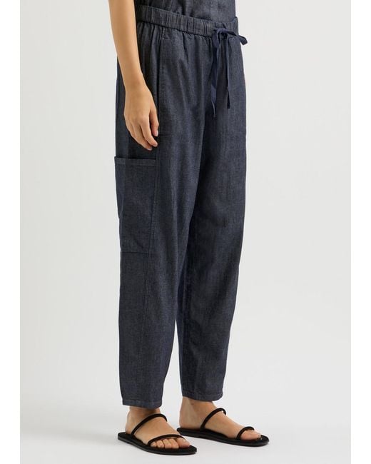 Eileen Fisher Blue Chambray Cargo Trousers