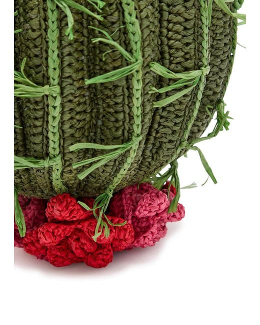 Anya Hindmarch Green Cactus Raffia And Leather Cross-Body Bag