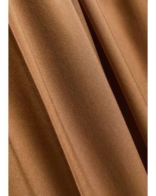 Jonathan Simkhai Brown Kyra Pintuck Wide-Leg Satin Trousers