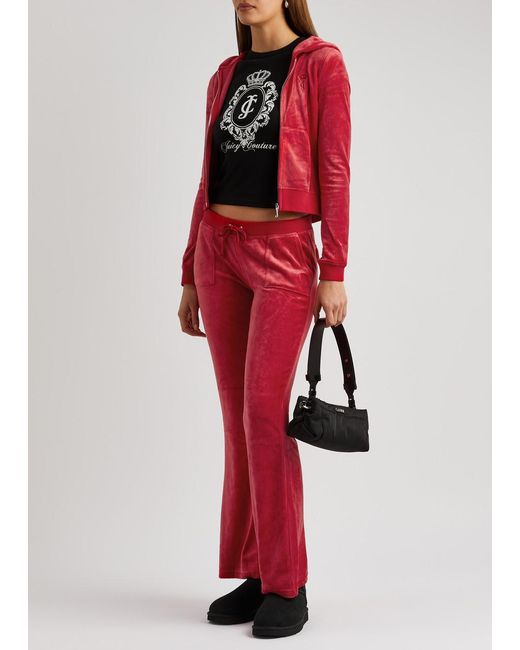 Juicy Couture Red Caisa Logo Velour Sweatpants