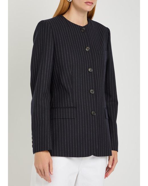 Nili Lotan Blue Gertrude Pinstriped Wool Jacket