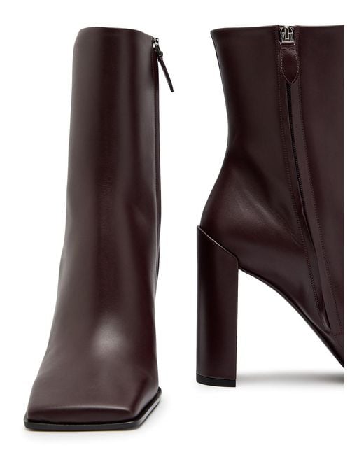 Alaïa Brown Square Toe Leather Ankle Boots