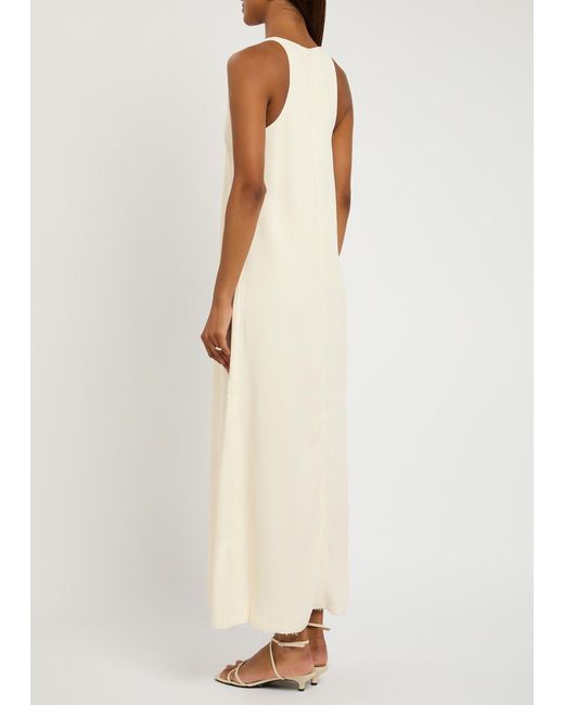 Totême White Scoop-Neck Woven Midi Dress