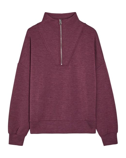 Varley Purple Hawley Half-Zip Stretch-Jersey Sweatshirt