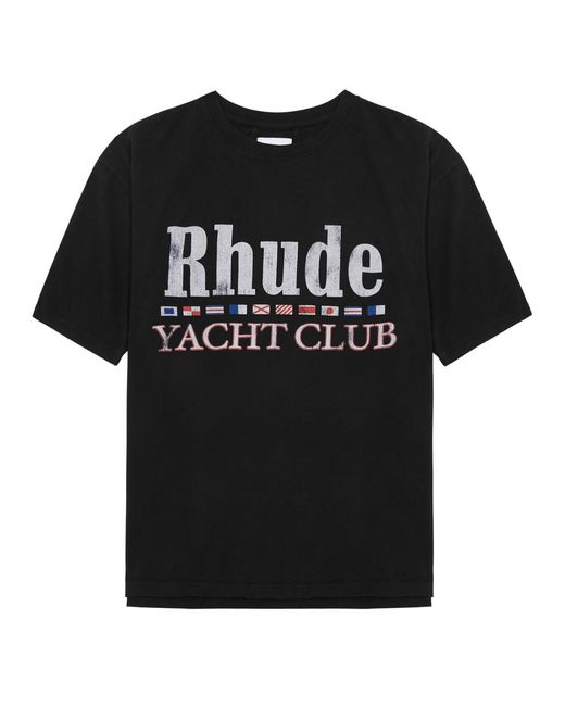 Rhude Black Flag Printed Cotton T-shirt for men
