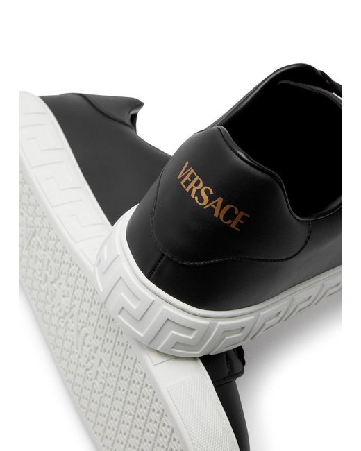 Versace Black Greca Responsible Faux Leather Sneakers for men
