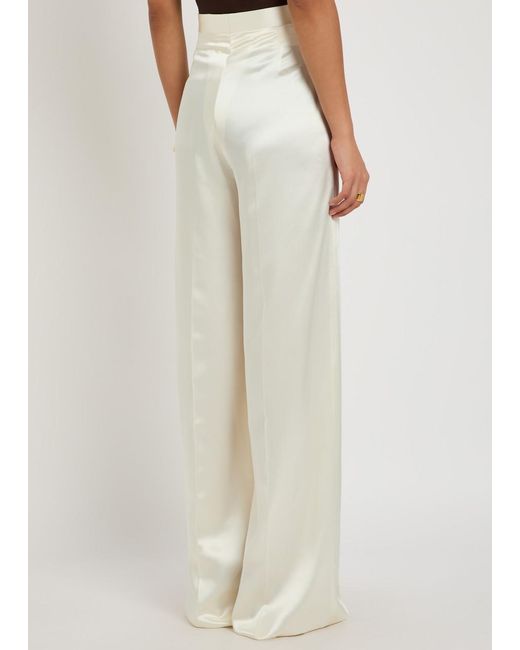 Giuliva Heritage White The Elsa Wide-Leg Satin Trousers