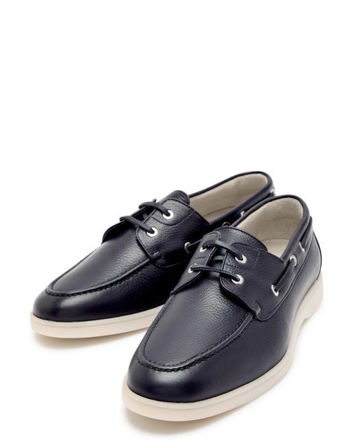 Aurélien Blue Boat Grained Leather Loafers for men