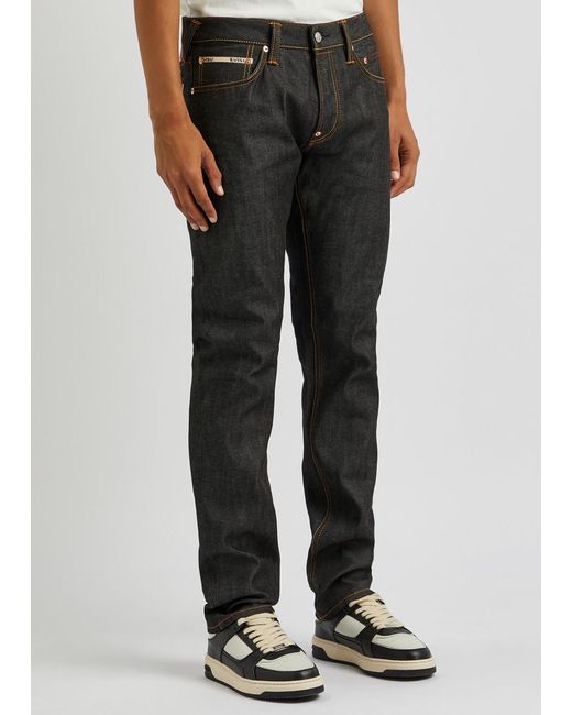 Evisu Gray Logo-embroidered Slim-leg Jeans for men