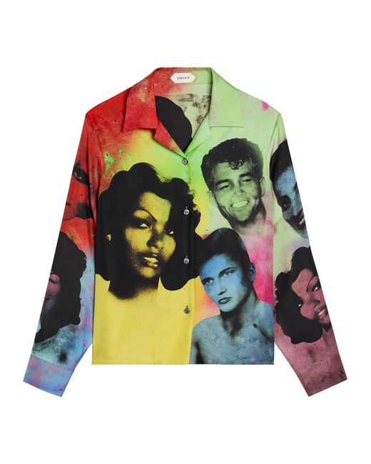 Versace Multicolor Printed Silk-Twill Shirt