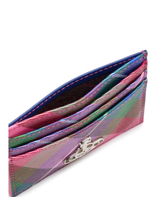 Vivienne Westwood Purple Tartan-Print Faux Leather Card Holder