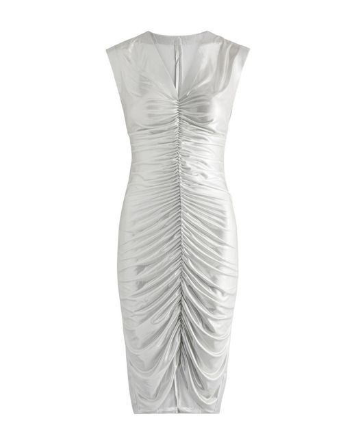 Norma Kamali Gray Metallic Ruched Stretch-Jersey Mini Dress