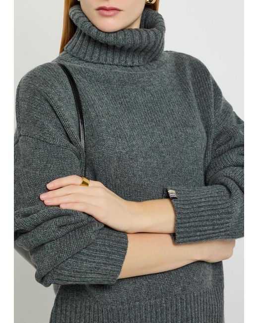 Extreme Cashmere Gray N°434 Crop Xtra Roll-Neck Cashmere Jumper