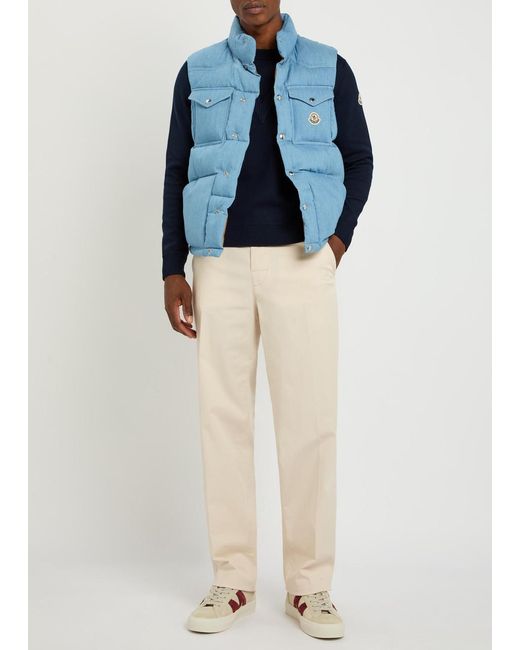 Moncler Natural Straight-Leg Stretch-Cotton Trousers for men