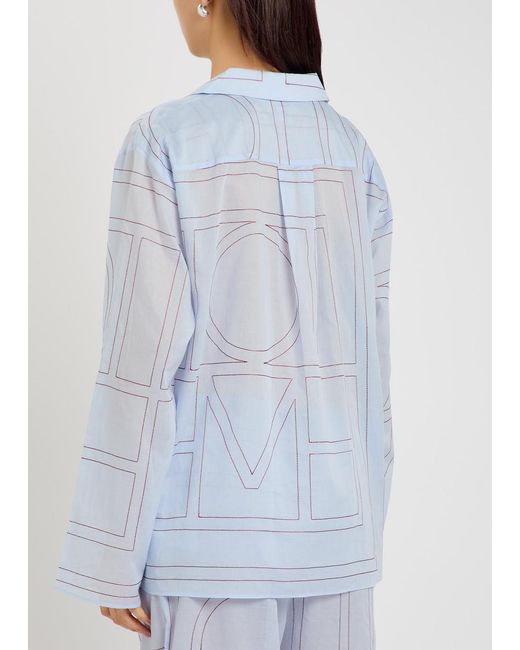 Totême Blue Logo-Monogrammed Cotton-Blend Pyjama Shirt