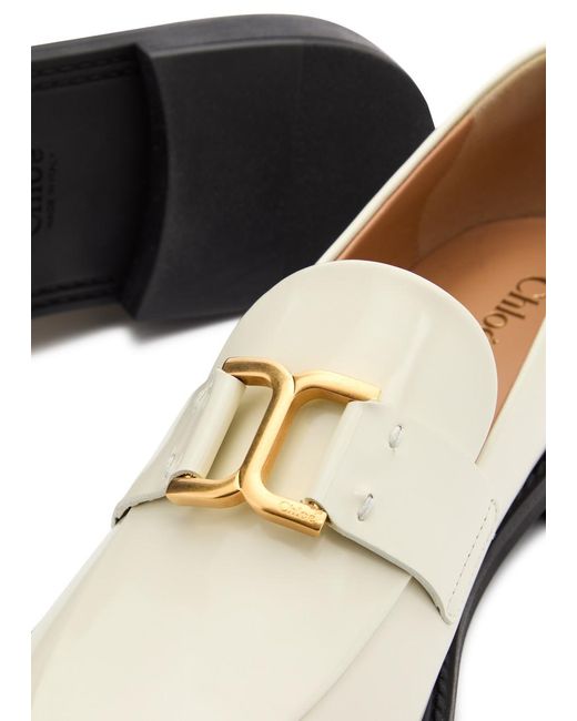 Chloé White Marcie Patent Leather Loafers