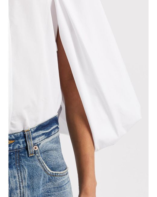 Stella McCartney White Cape-effect Cotton-poplin Shirt