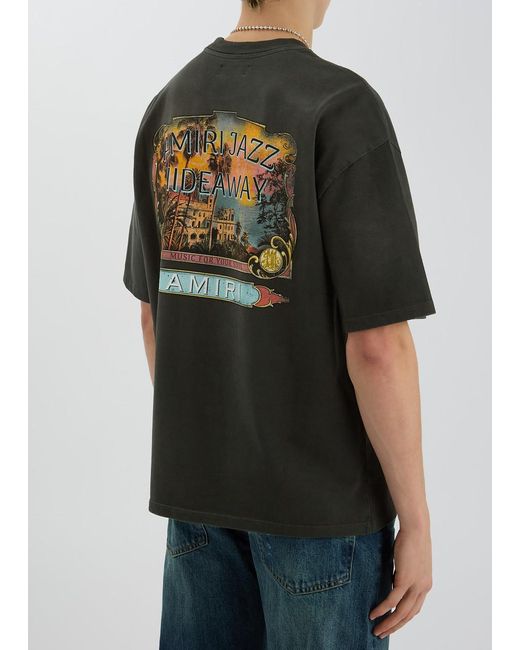 Amiri Black Jazz Hideaway Logo-Print Cotton T-Shirt for men