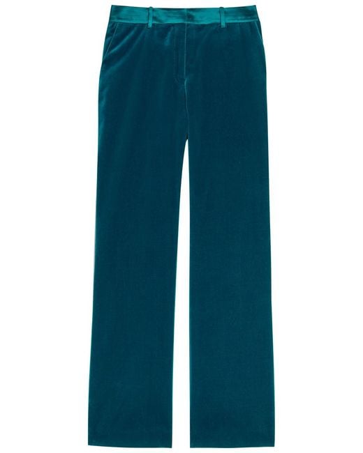 Rabanne Blue Straight-Leg Velvet Trousers