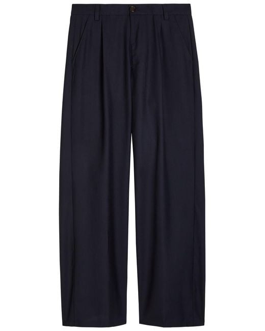 Oliver Spencer Blue Orsman Wide-Leg Wool Trousers for men